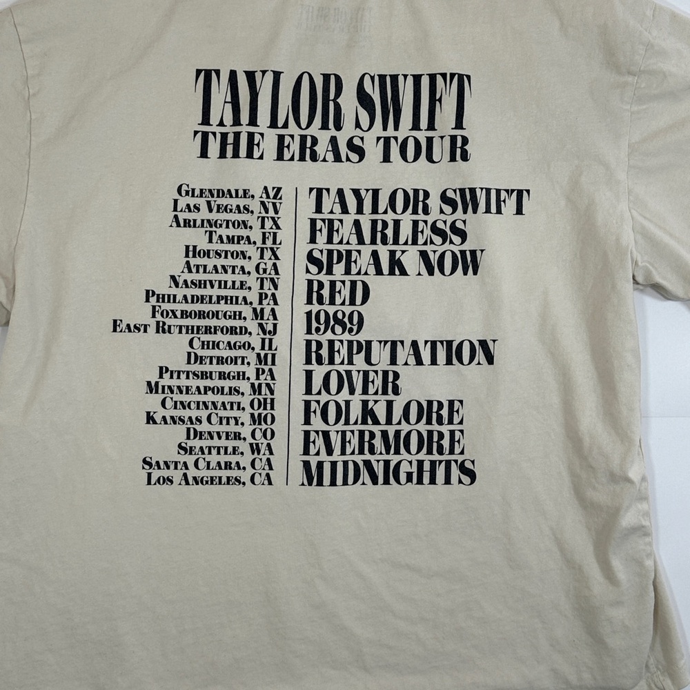 Taylor Swift The Eras Tour T-Shirt XXL Cream Beige Official Merch Double Sided - Picture 2 of 12
